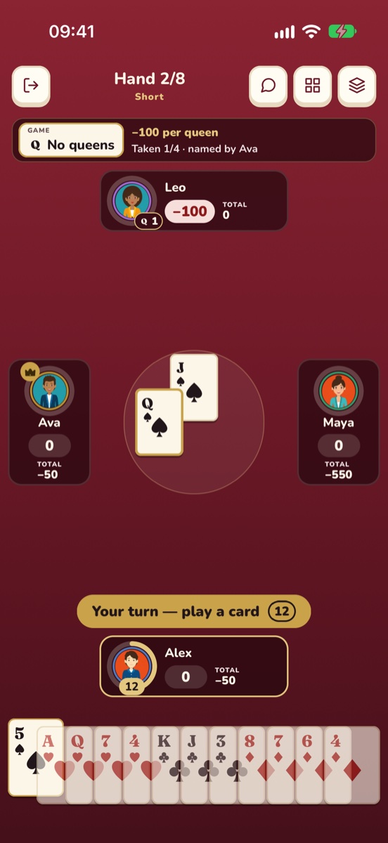 A King Clash hand in progress